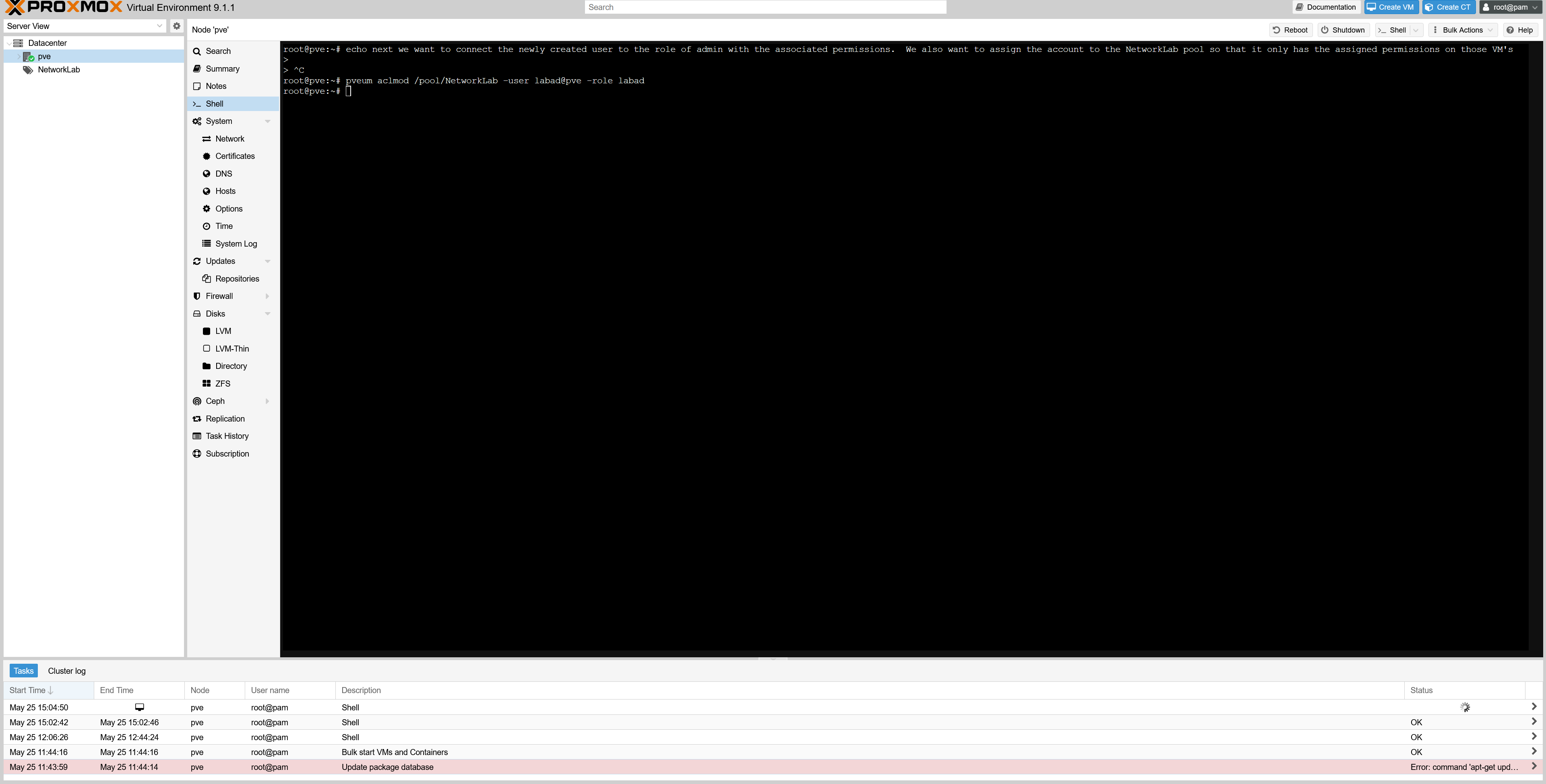 pveum aclmod command